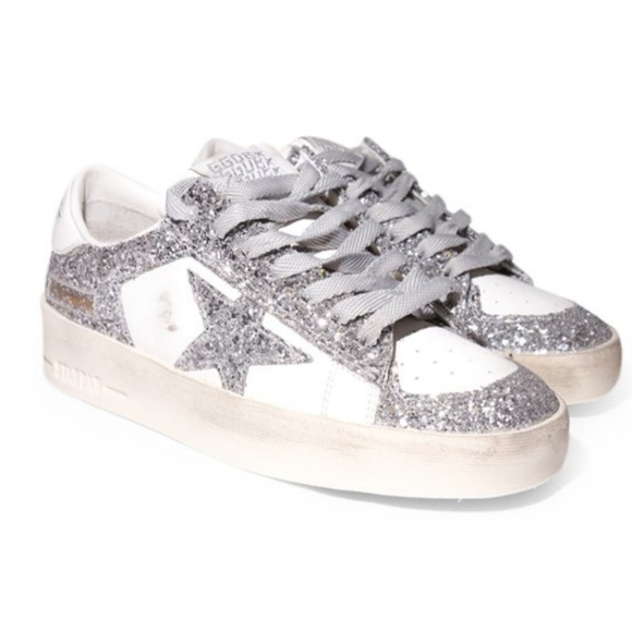 Golden Goose Shoes - ✨FIRM✨Golden Goose Stardan Sneakers, White and Silver✨FIRM✨